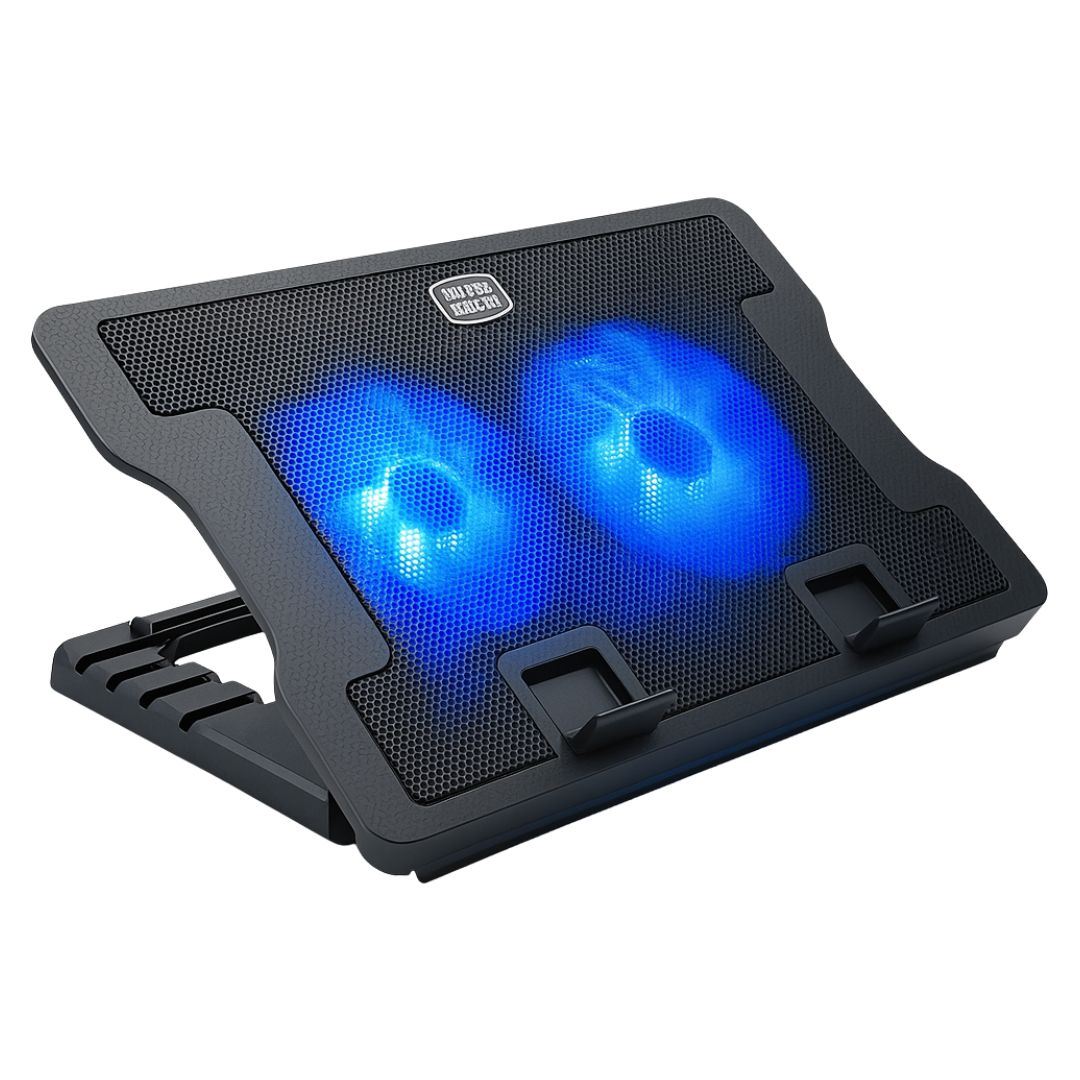 Cooler para Laptop 9" a 17" con 2 Ventiladores y Hub USB LED Azul